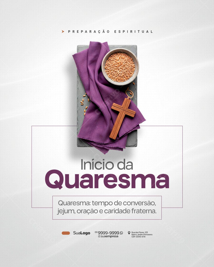 Post Quaresma Preparação Espiritual PSD Editável