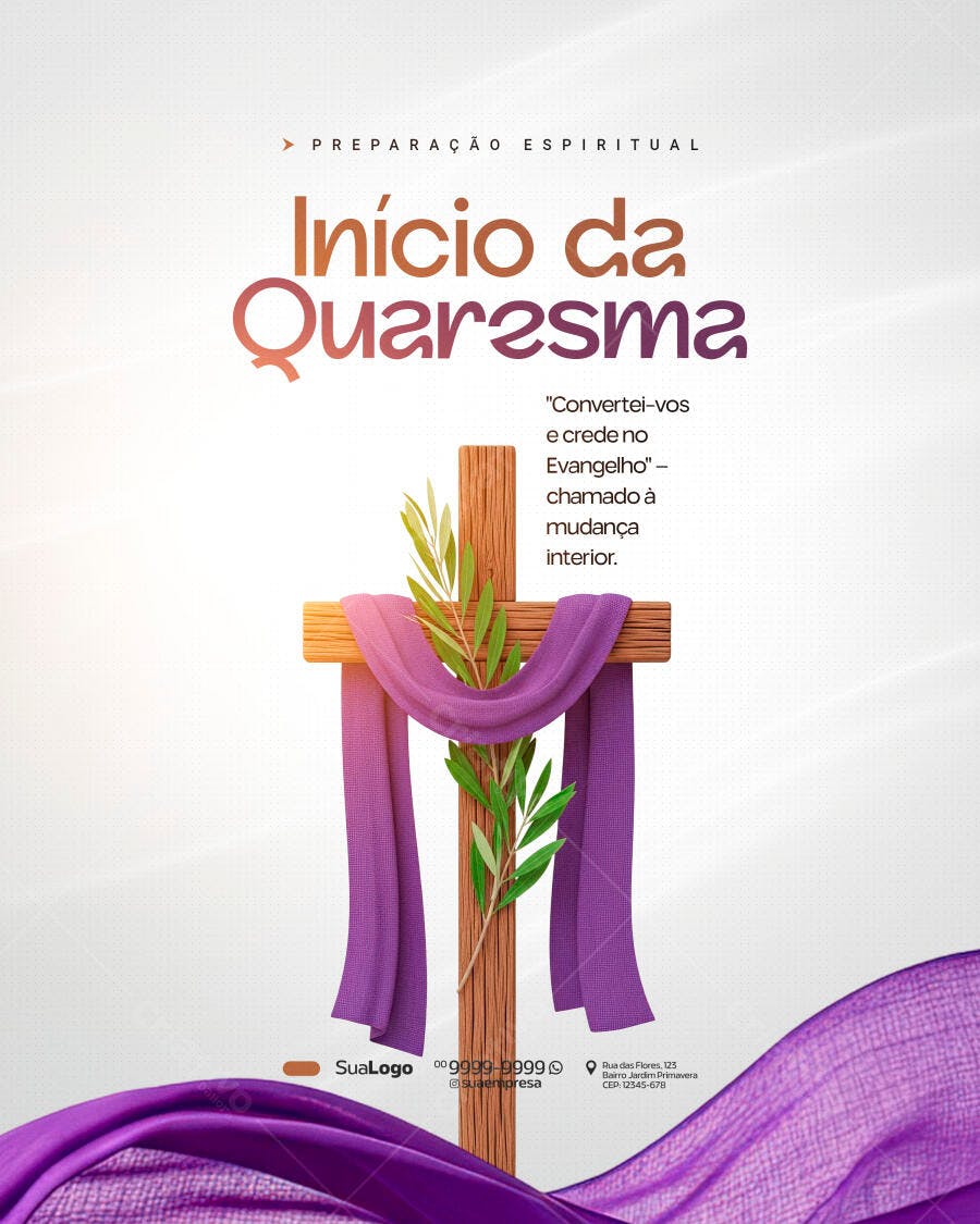 Post Instagram Início da Quaresma PSD Editável