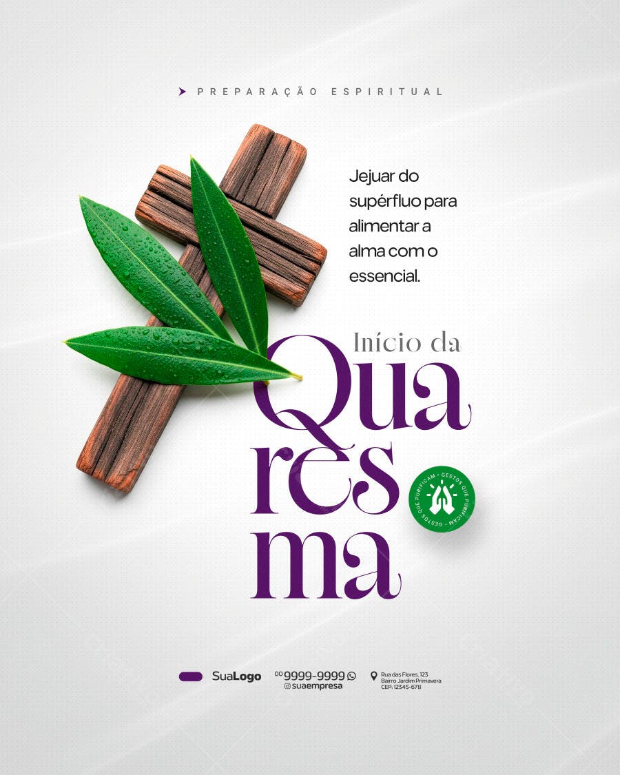 Post Quaresma Preparação Espiritual PSD Editável
