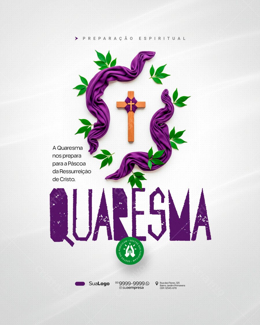 Post Quaresma Páscoa Igreja Católica PSD Editável