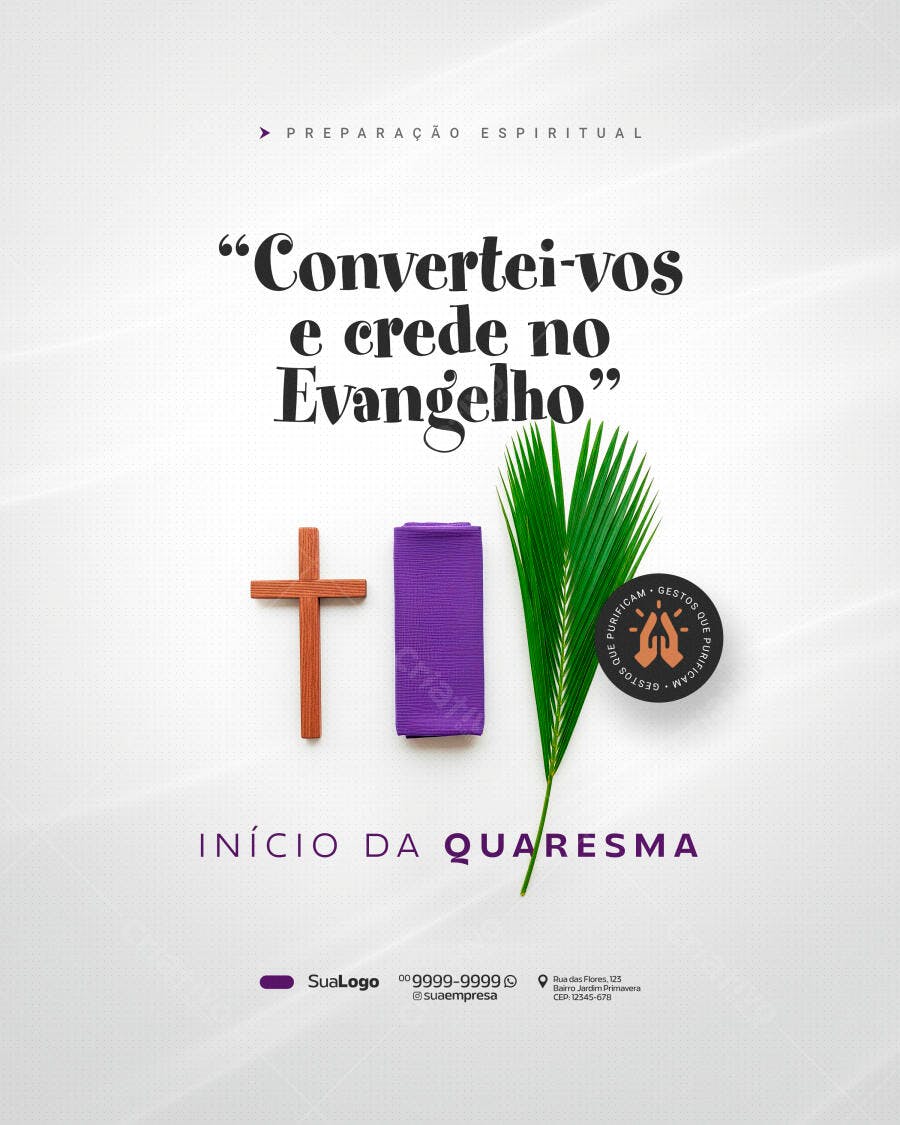 Post Instagram Quaresma Igreja Católica PSD Editável