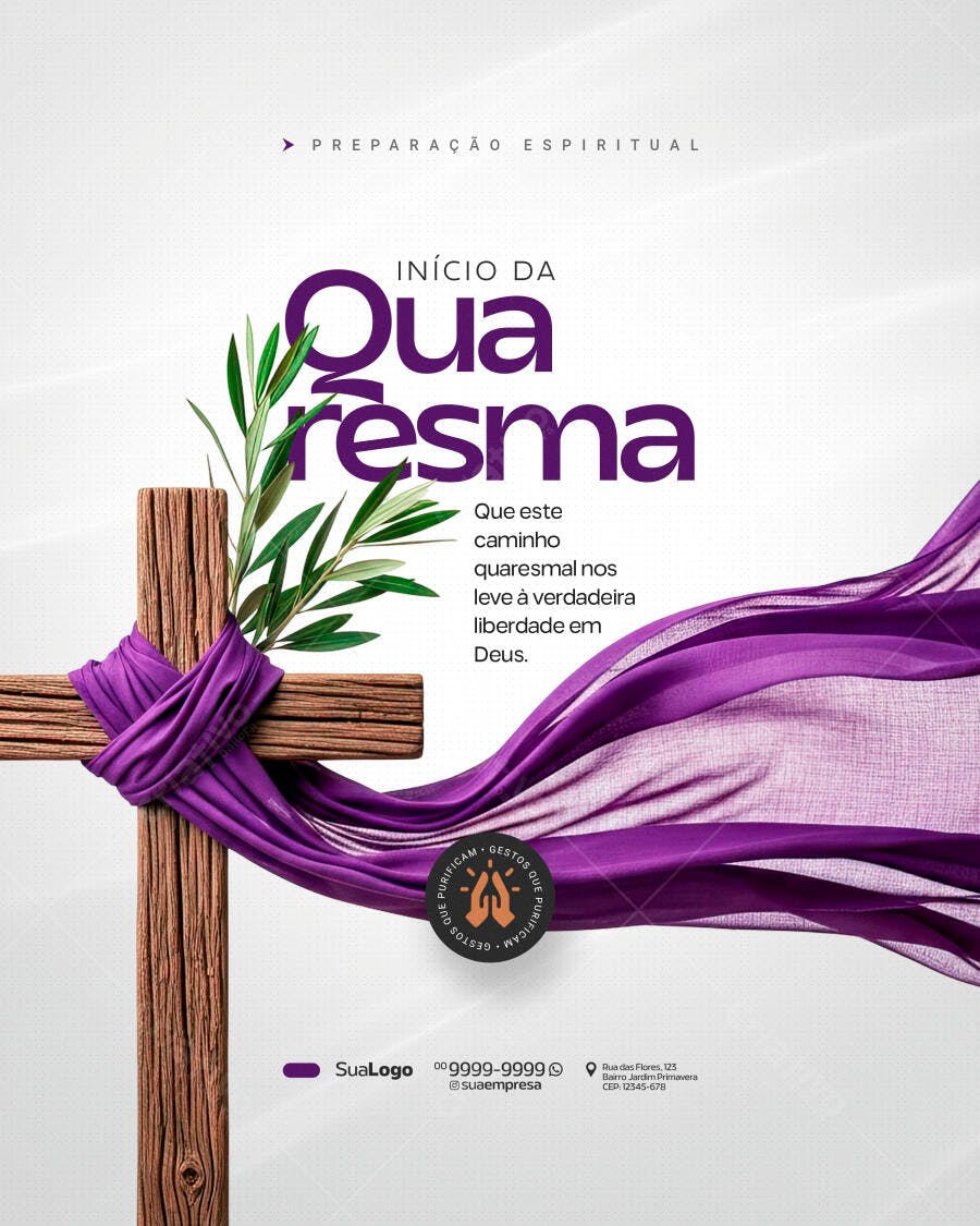 Post Quaresma Igreja Católica PSD Editável