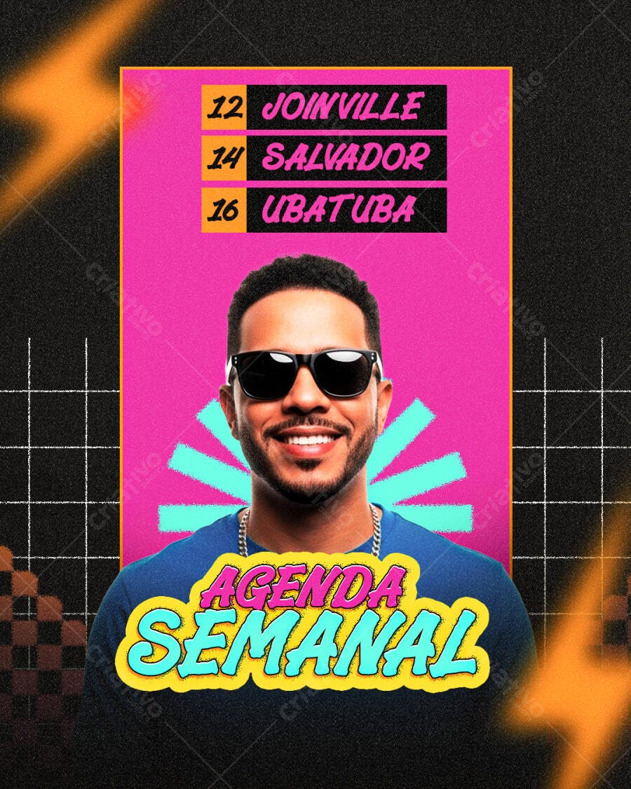 Post Instagram Agenda Semanal Eventos PSD Editável