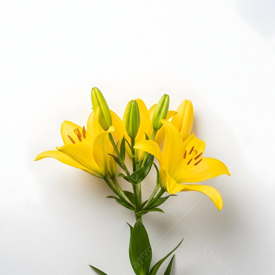 Foto Lírio Amarelo Botões Florais Fundo Branco Estúdio