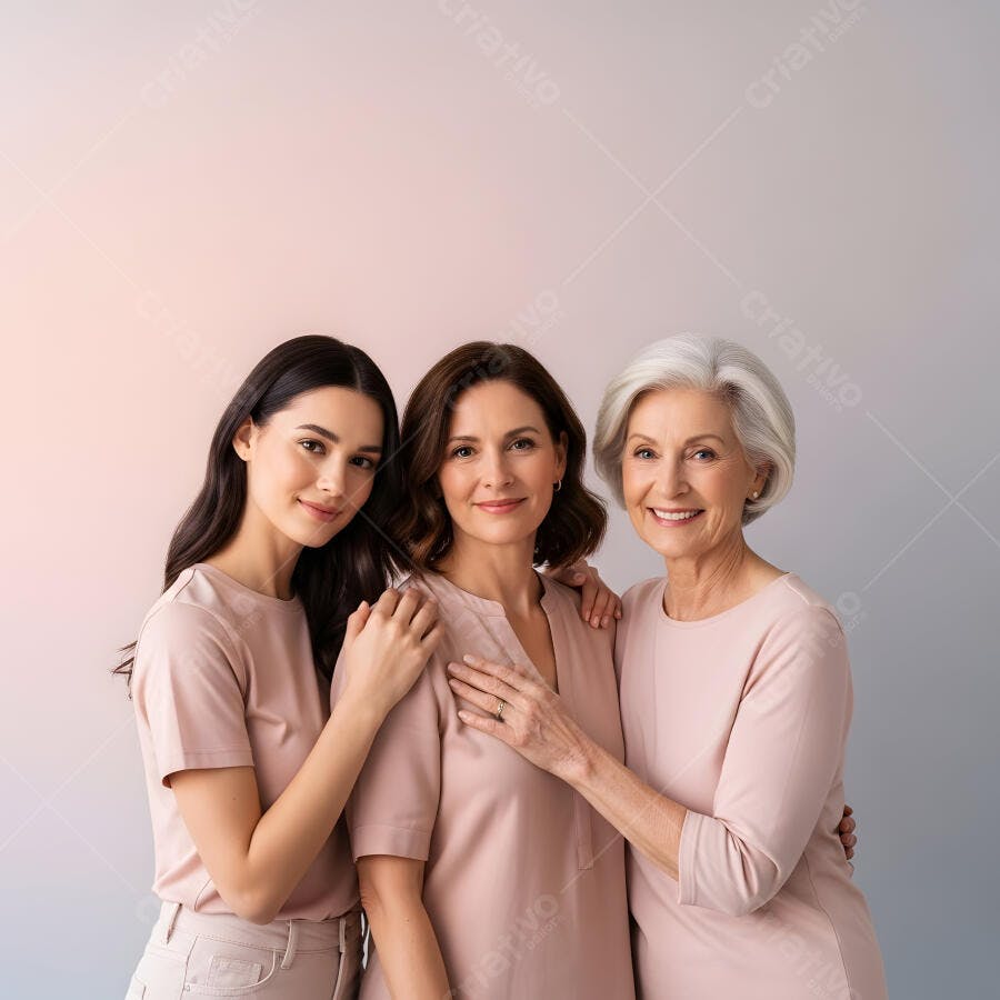 Foto Três Mulheres Sorrindo Gerações Diferentes Juntas