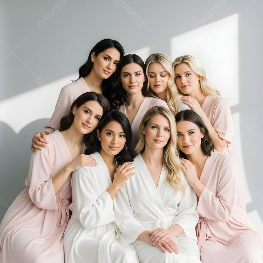 Foto Mulheres Amigas Noiva Madrinhas Robes Casamento