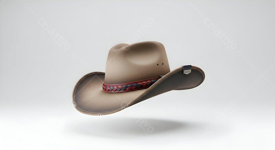 Foto Chapéu de Cowboy Flutuando Estúdio Fundo Branco