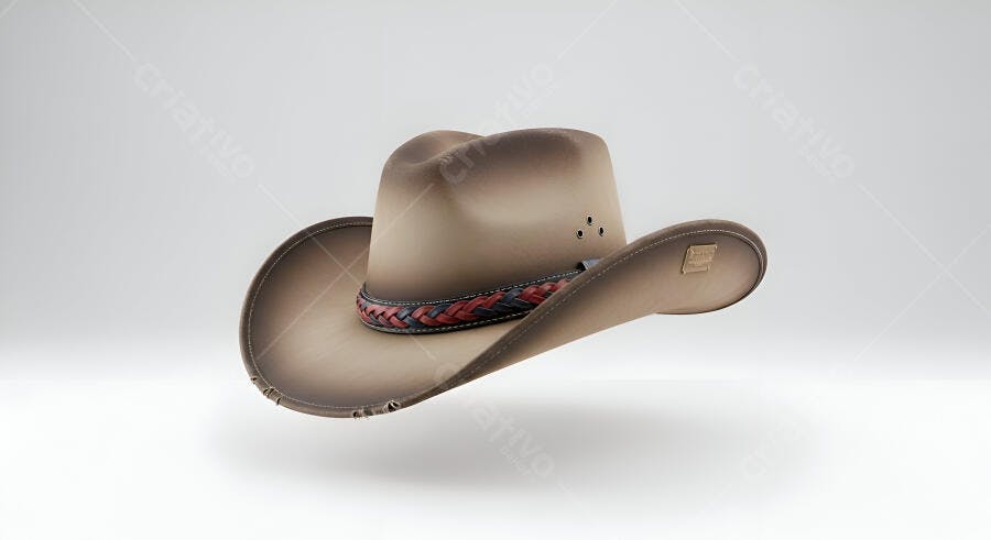 Foto Chapéu de Cowboy Marrom Estilo Ocidental Fundo Branco