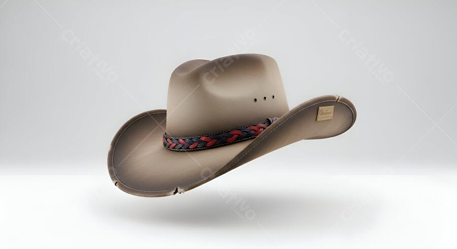 Foto Chapéu de Cowboy Flutuando Fundo Branco Estúdio