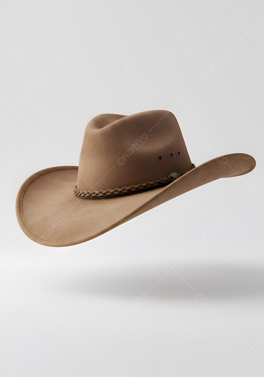 Foto Chapéu Cowboy Marrom Fundo Branco Estúdio