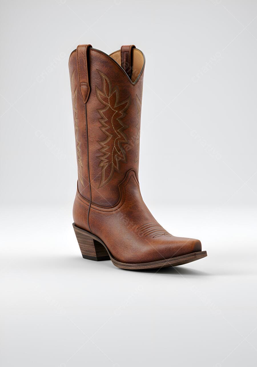 Foto Bota Country Marrom Couro Estilo Western Studio