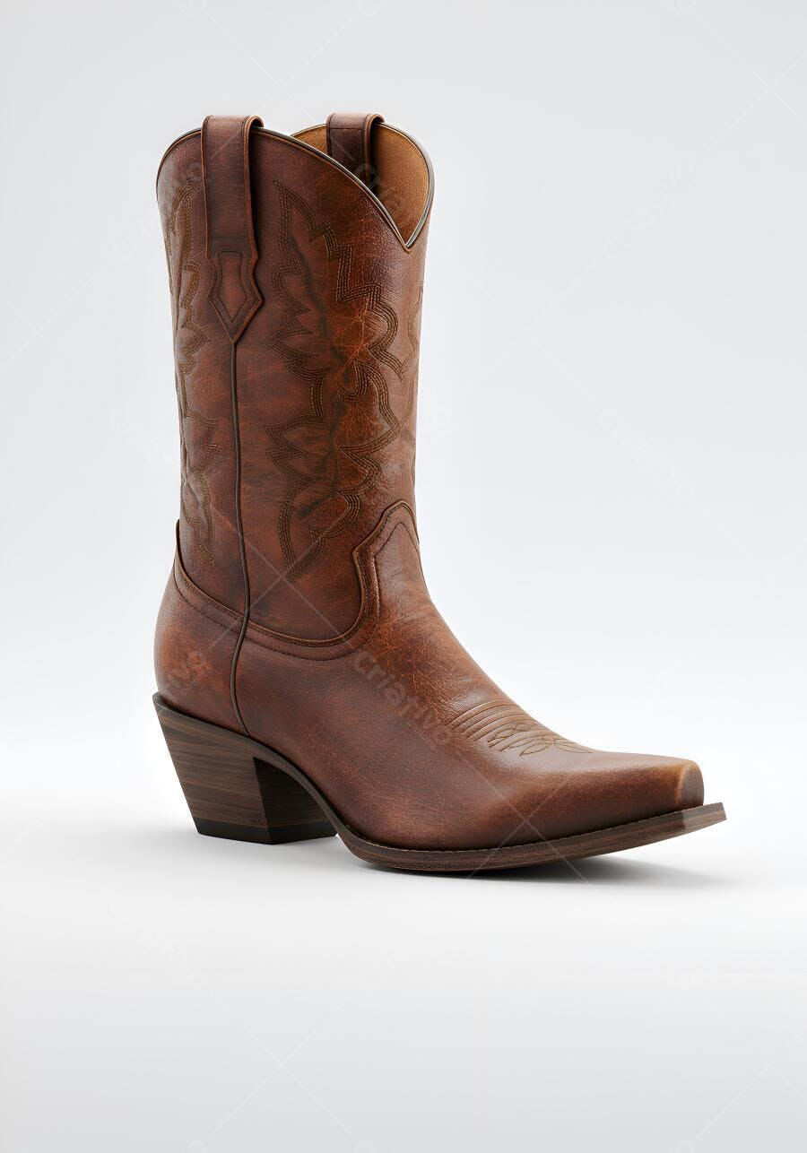Foto Bota Country Marrom Couro Estilo Western Studio