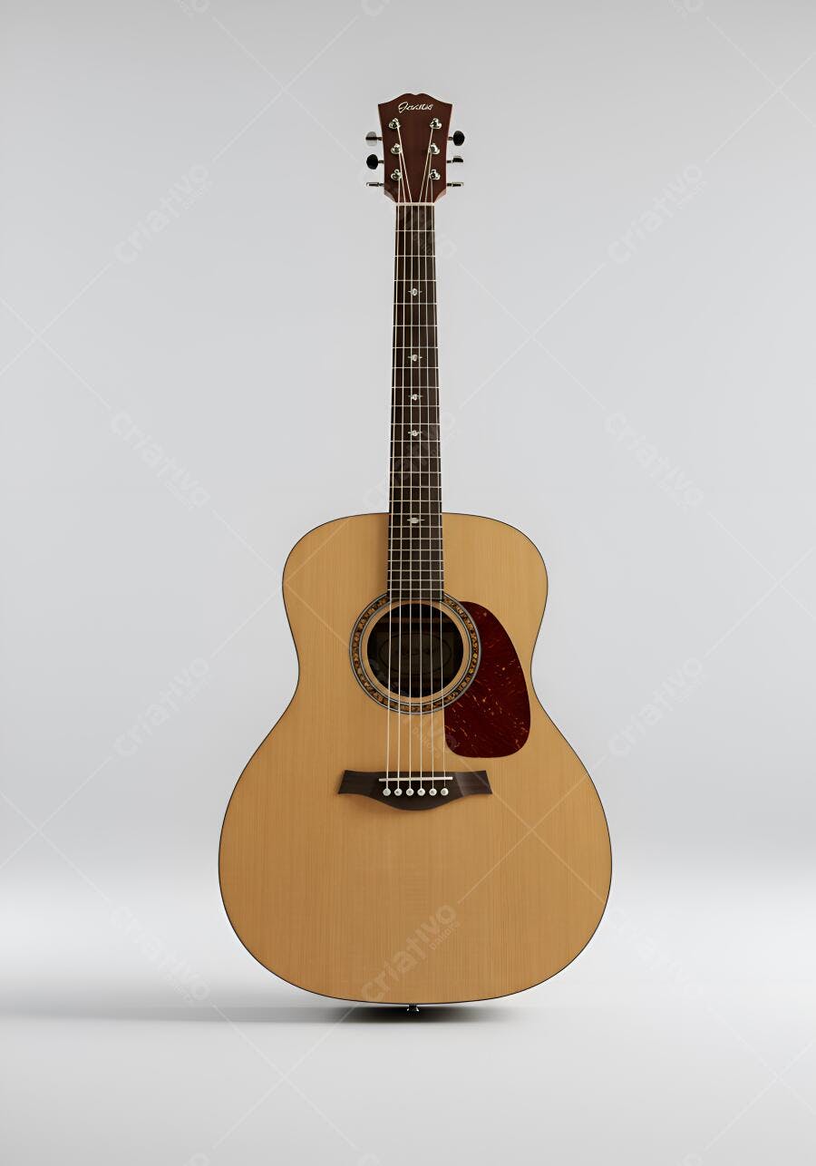 Foto Violão Acústico de Madeira Fundo Branco Estúdio
