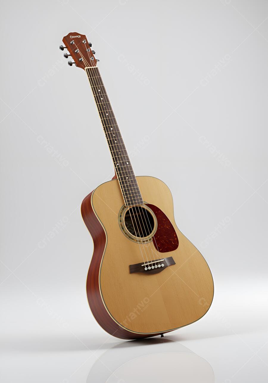 Foto Violão Acústico de Madeira Fundo Branco Estúdio