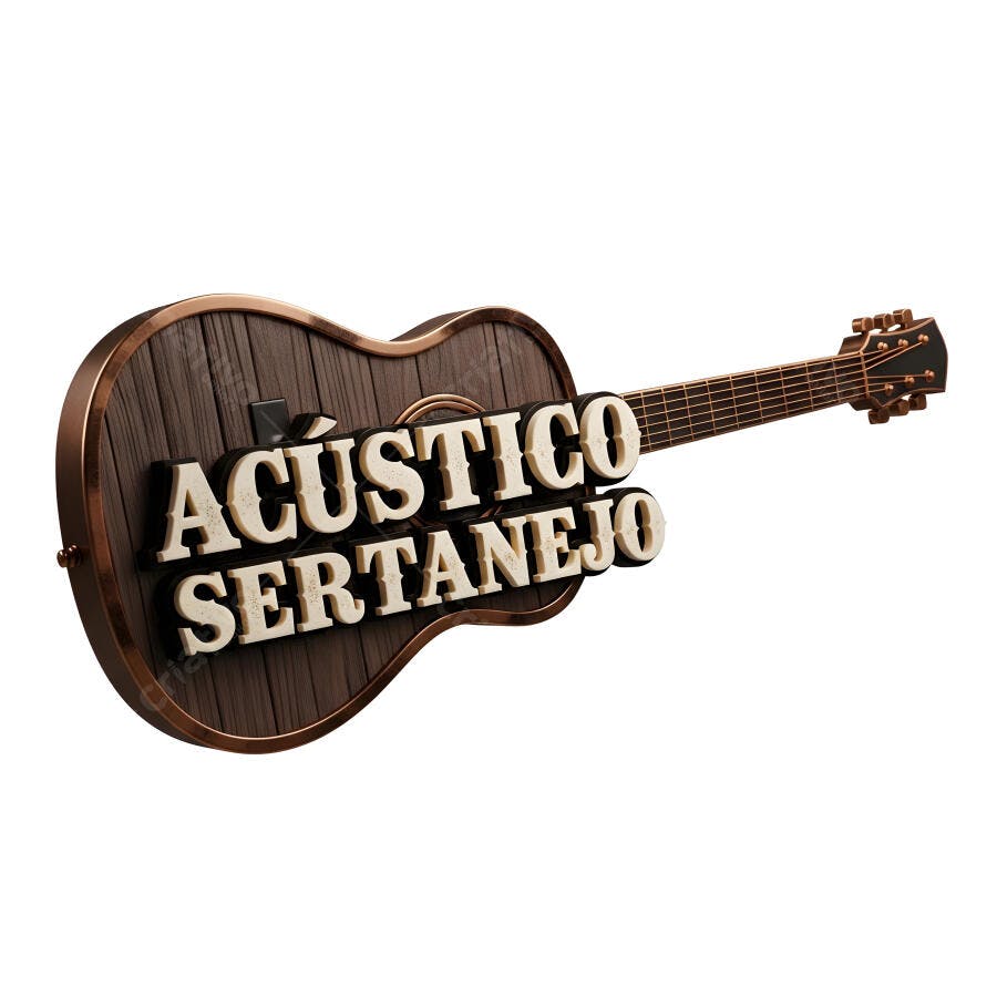 Guitarra Acústica Sertanejo 3D Render Fundo Branco