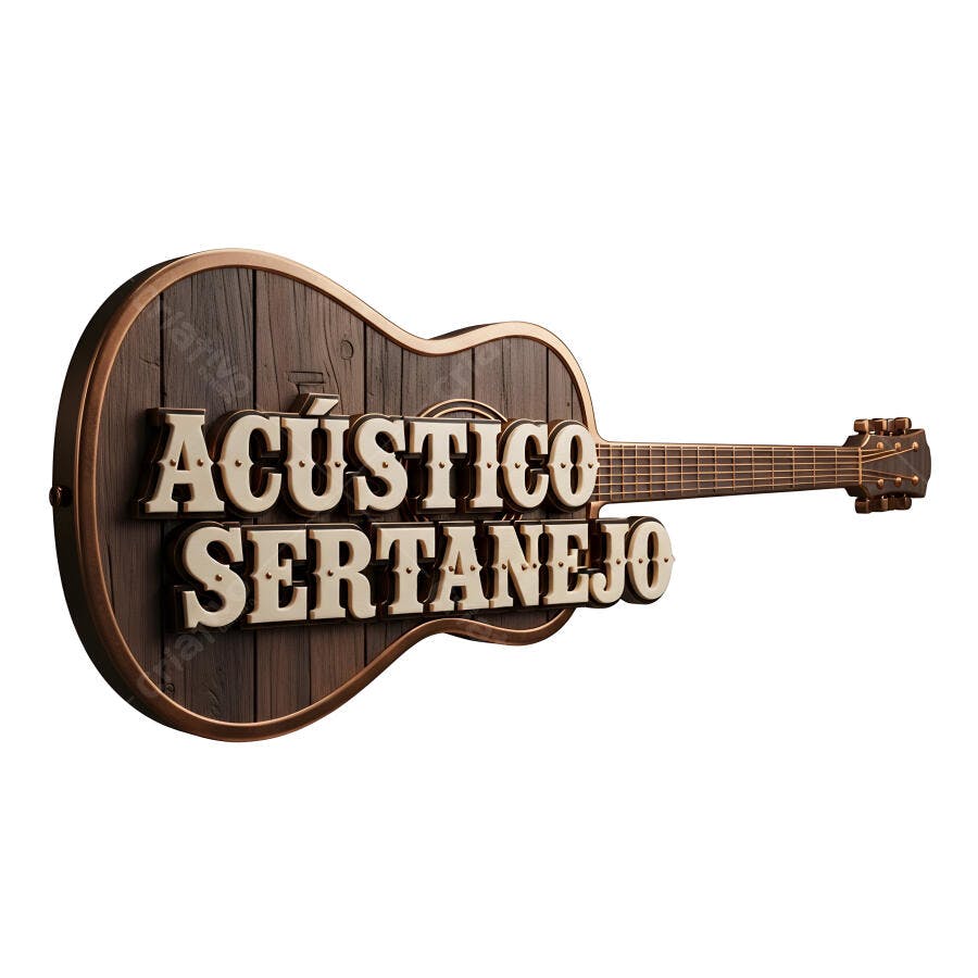 Letreiro Acústico Sertanejo Formato Violão Madeira 3D