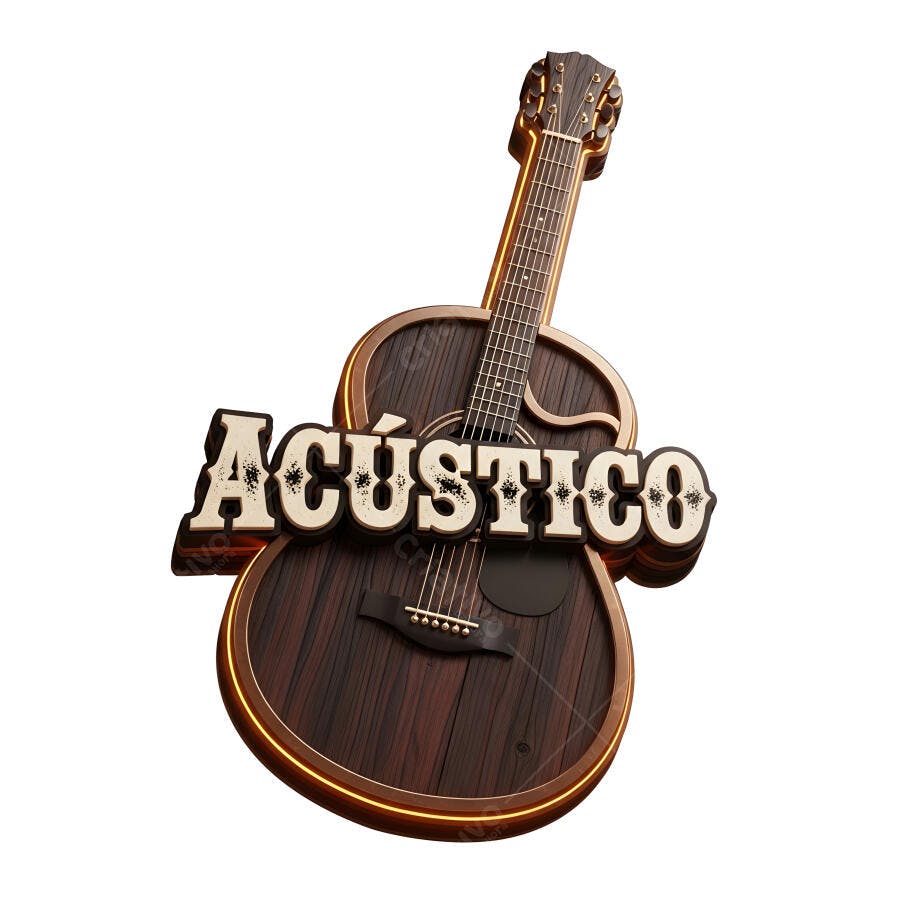 Logo Acústico Guitarra Violão Madeira Estilo Vintage