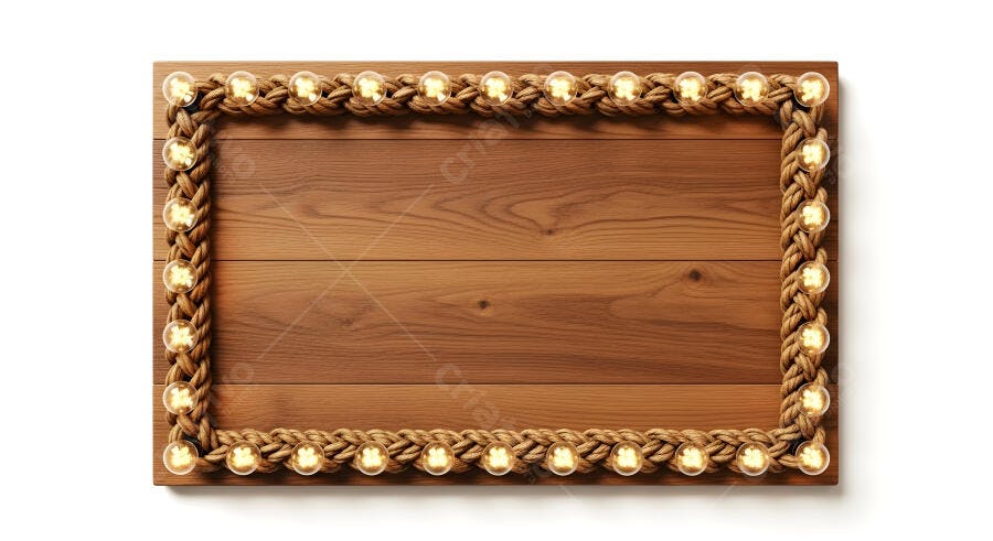 Foto Placa de Madeira com Corda e Luzes Rústico