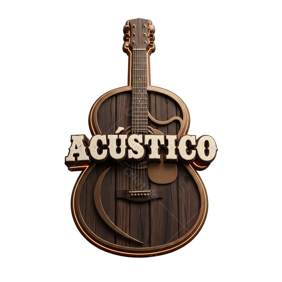Logo Acústico Guitarra Violão Madeira Estilo Vintage