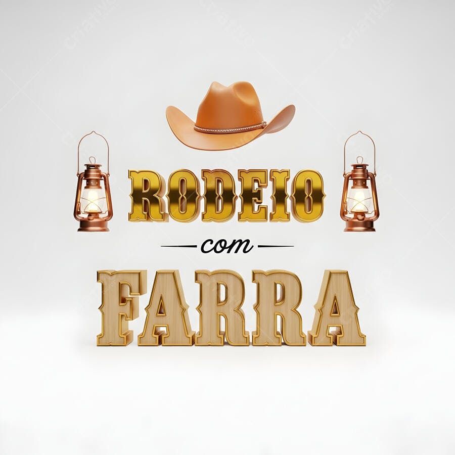 Rodeio com Farra Chapéu de Cowboy Lampiões 3D