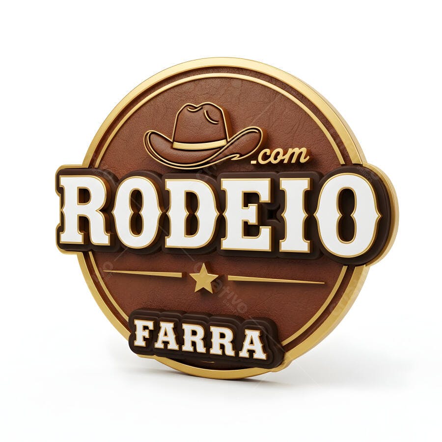 Logo Rodeio Farra Chapéu Estrela Country 3D