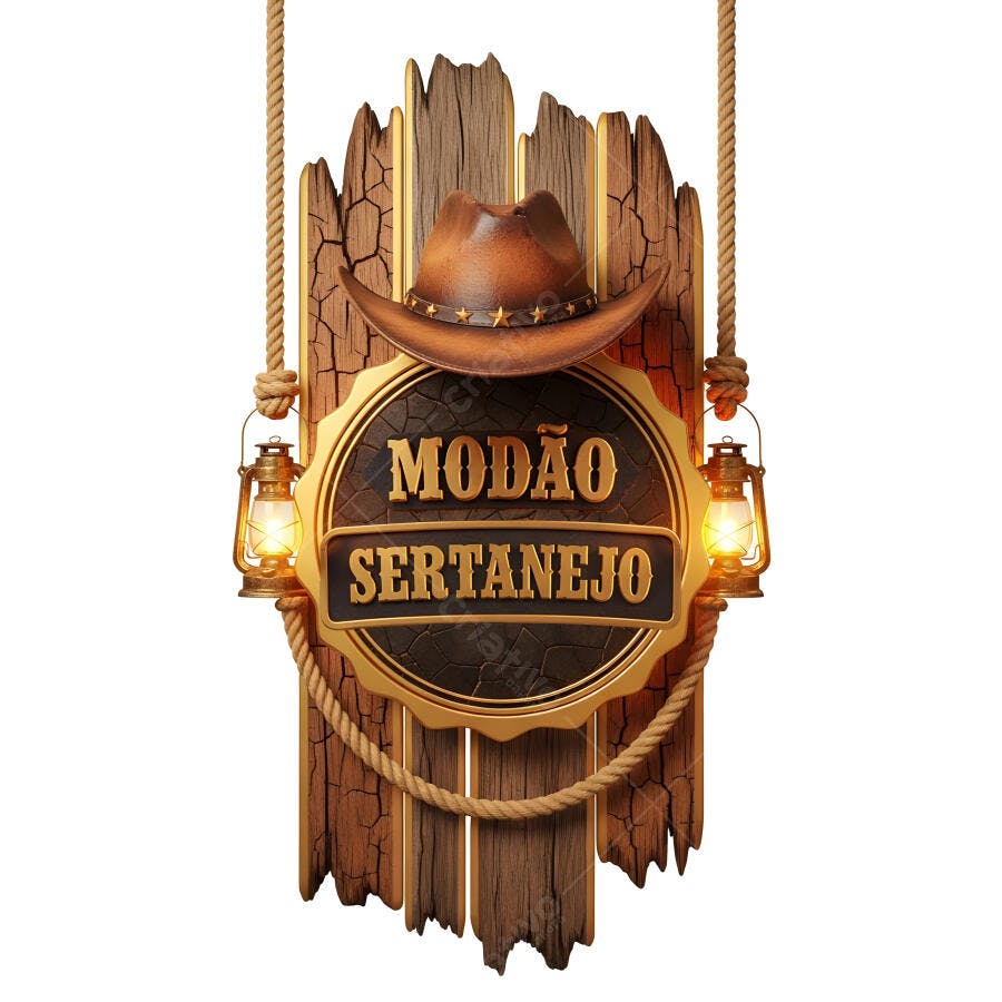 Placa Modão Sertanejo Chapéu de Cowboy Rústico