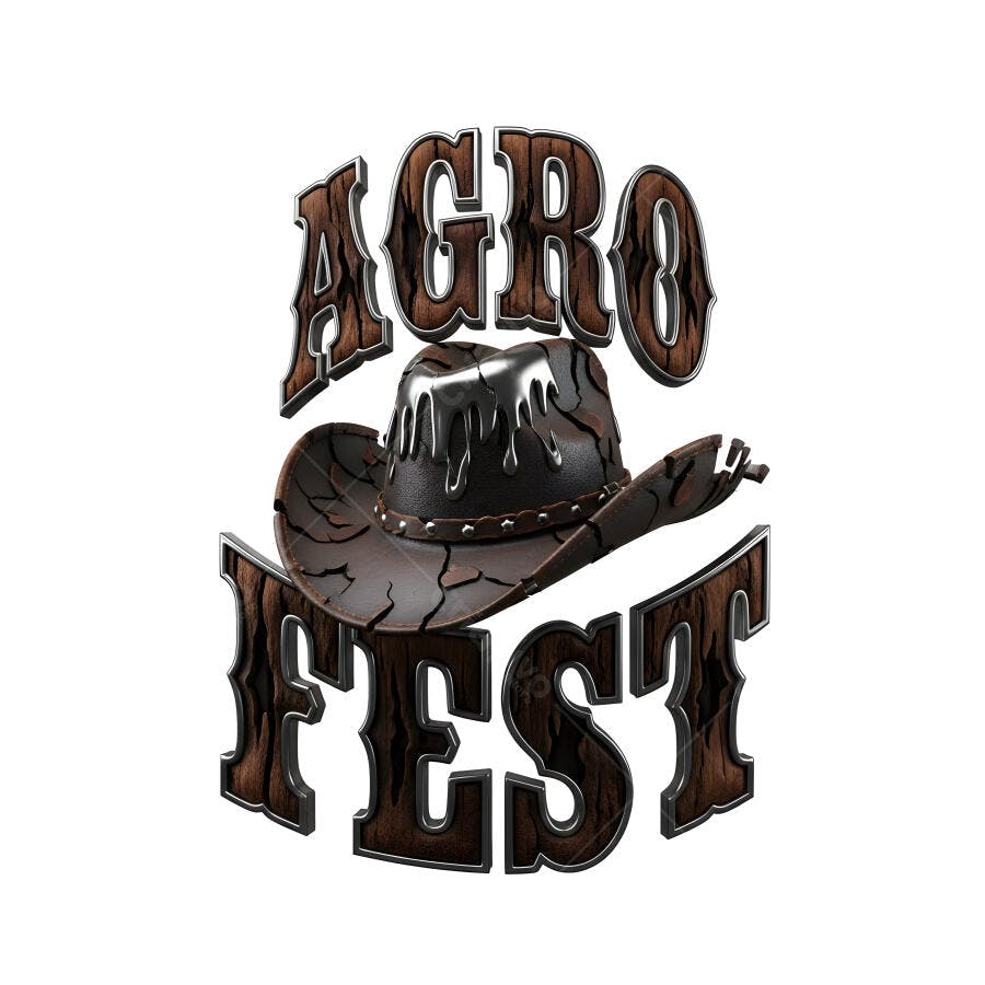 Logo Agro Fest Chapéu de Cowboy Textura de Madeira