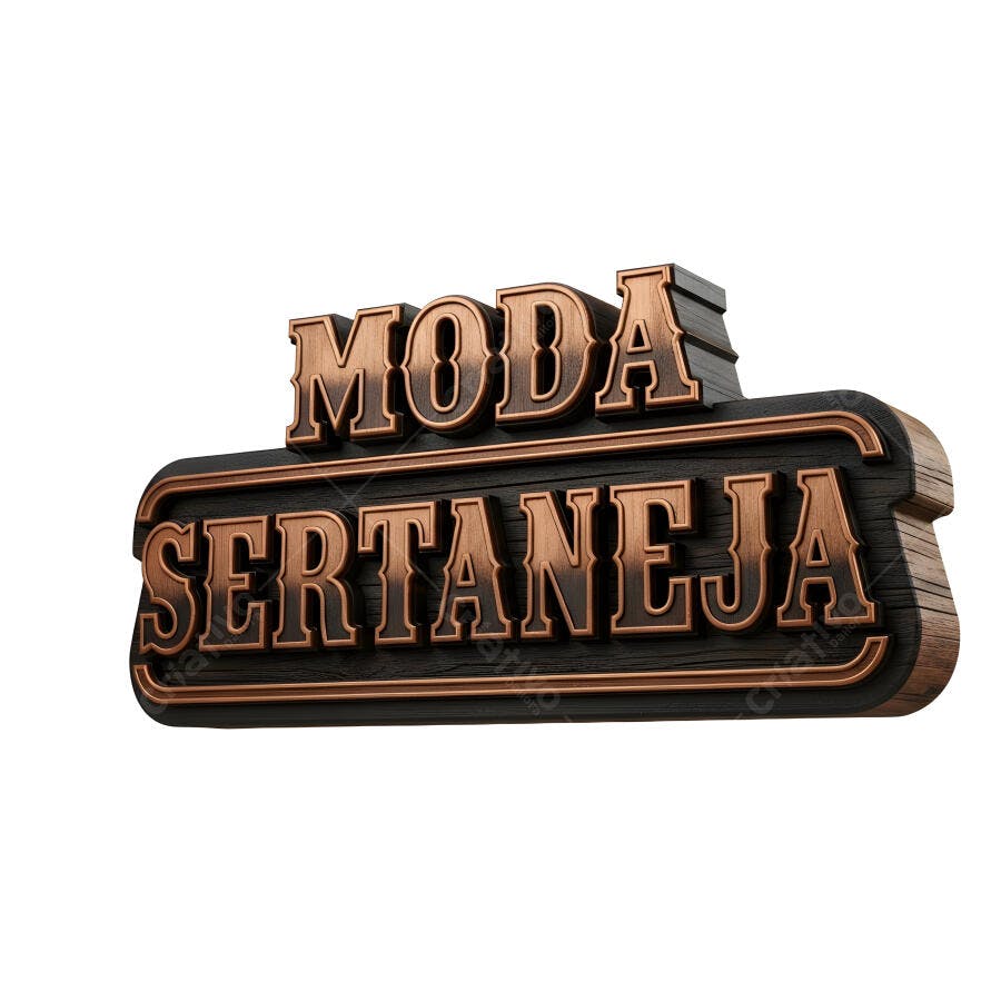 Letreiro 3D Moda Sertaneja Estilo Rústico Madeira e Cobre