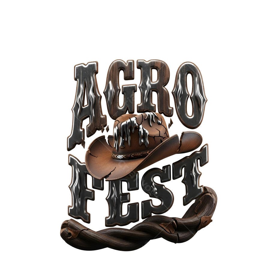 Logo Agrofest Chapéu de Cowboy Rústico Evento Agrícola