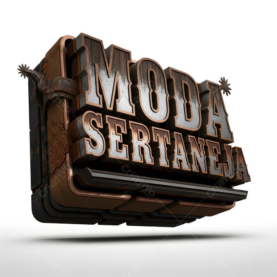Logo 3D Moda Sertaneja Estilo Rústico Metal e Madeira