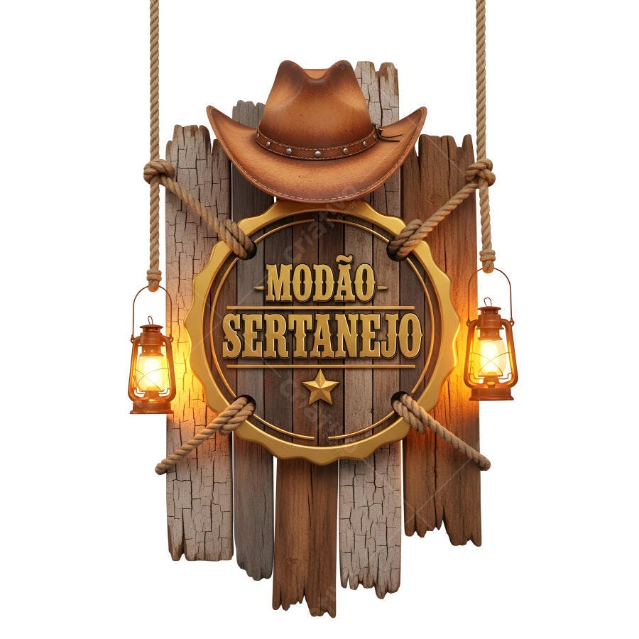 Placa Modão Sertanejo Chapéu de Cowboy Lampiões Rústico