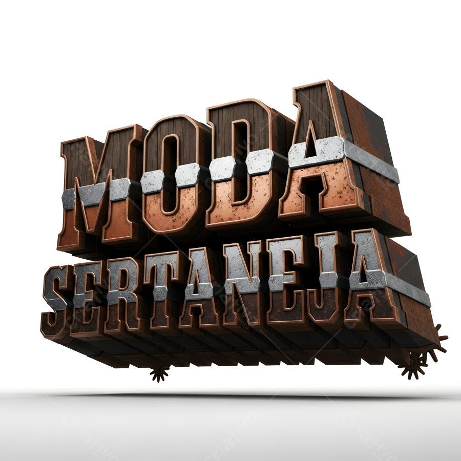 Texto 3D Moda Sertaneja Estilo Rústico Velho Oeste