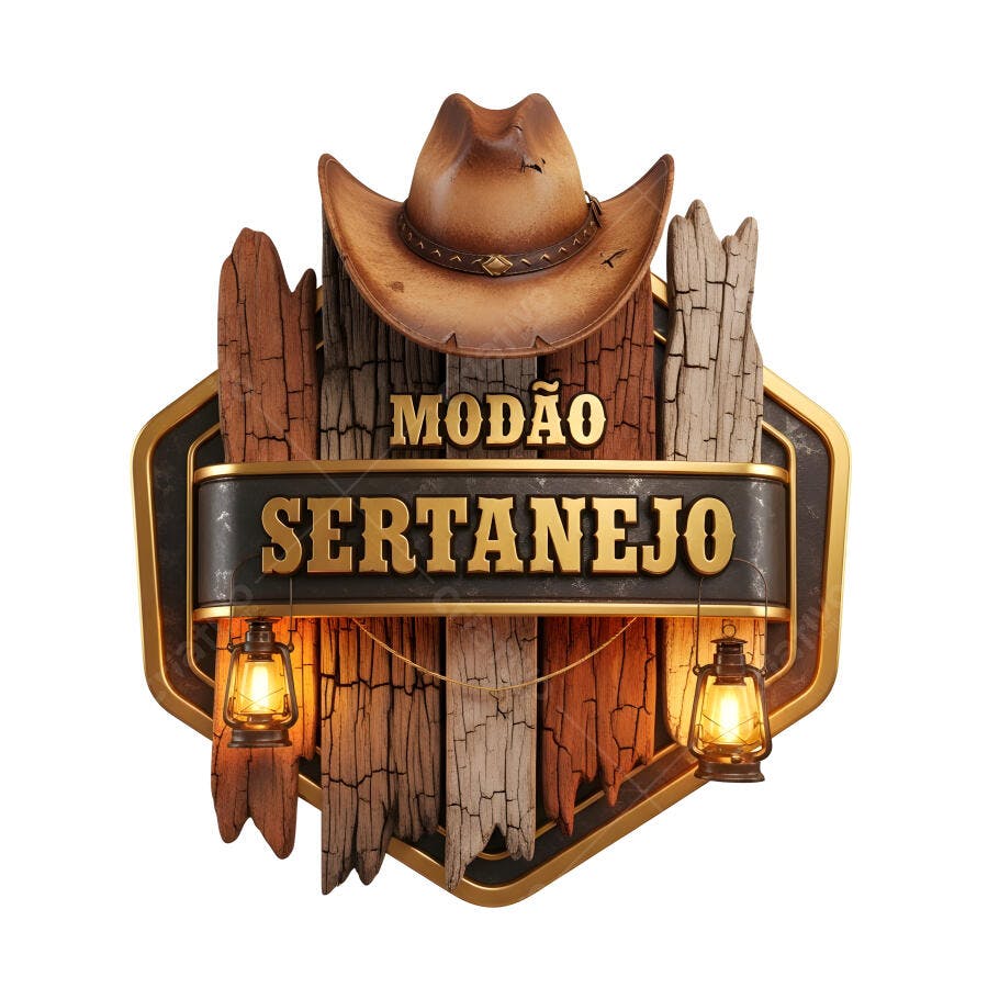 Logo Modão Sertanejo Chapéu de Cowboy Rústico