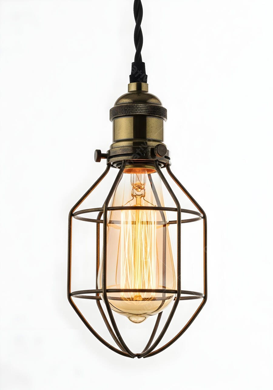 Foto Lâmpada Edison Vintage Industrial Fundo Branco
