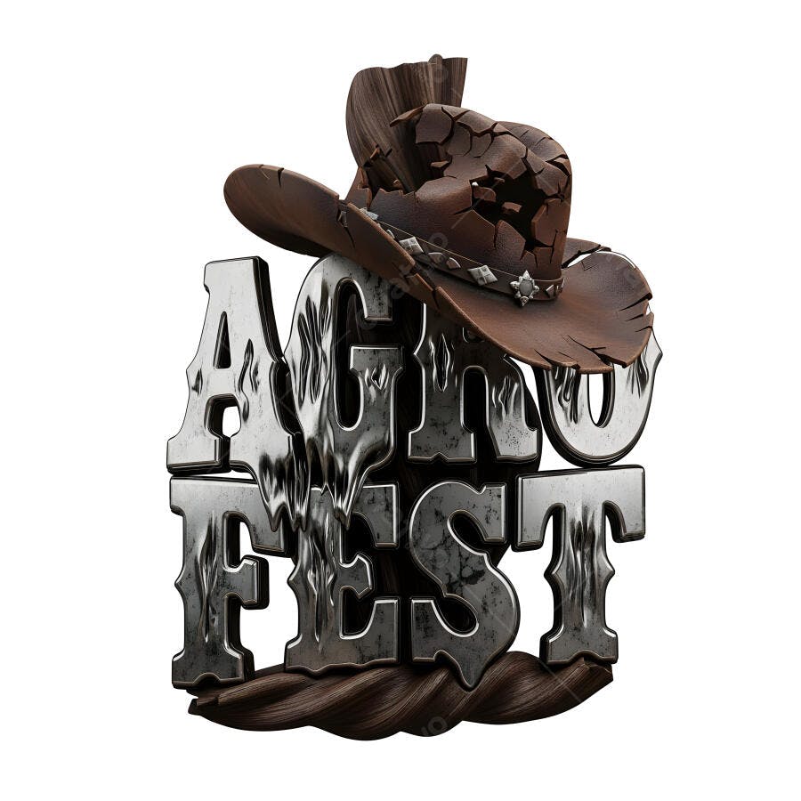 Logo Agro Fest Chapéu de Cowboy Rústico 3D