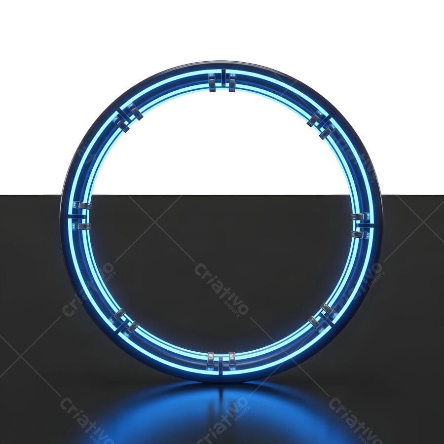 Círculo Neon Azul Brilhante Fundo Escuro Moderno