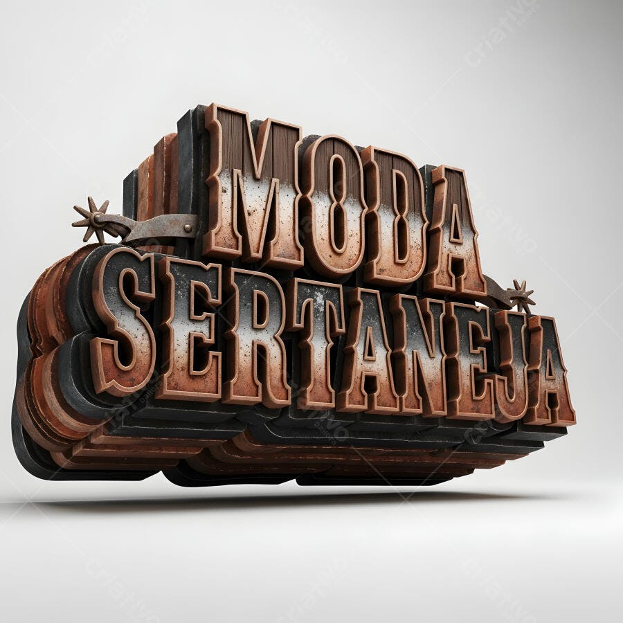 Logo 3D Moda Sertaneja Estilo Rústico Velho Oeste