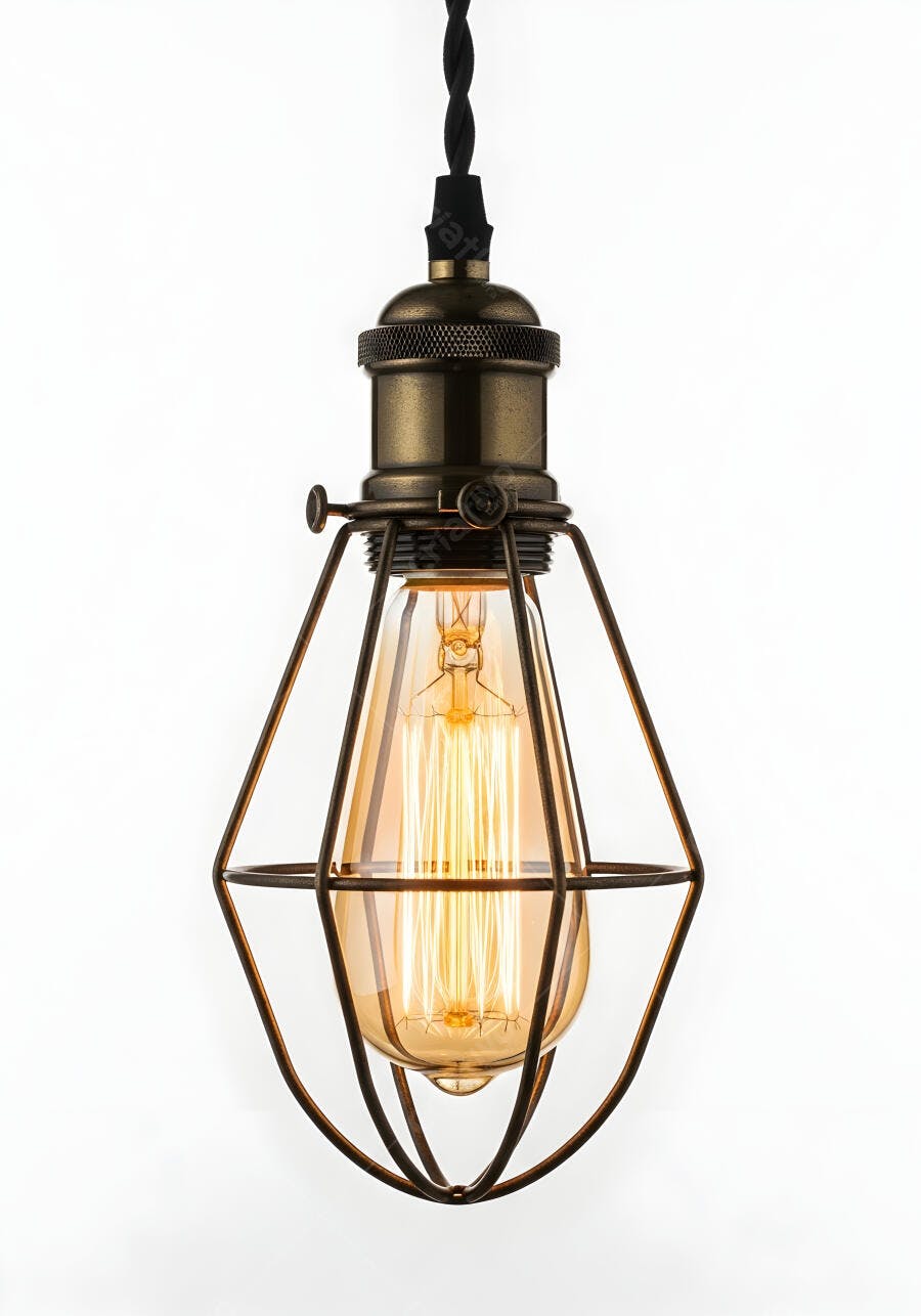 Foto Lâmpada Edison Vintage Industrial Fundo Branco Estúdio