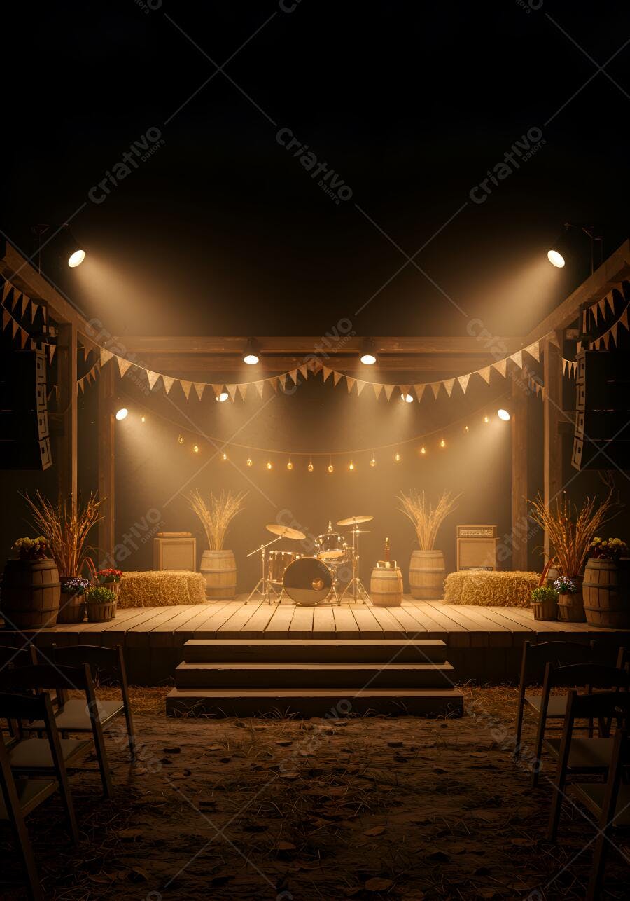 Palco Festa Junina São João com Bateria Iluminação Quente