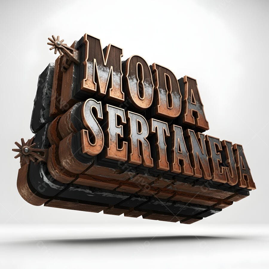 Logo 3D Moda Sertaneja Estilo Country Rústico