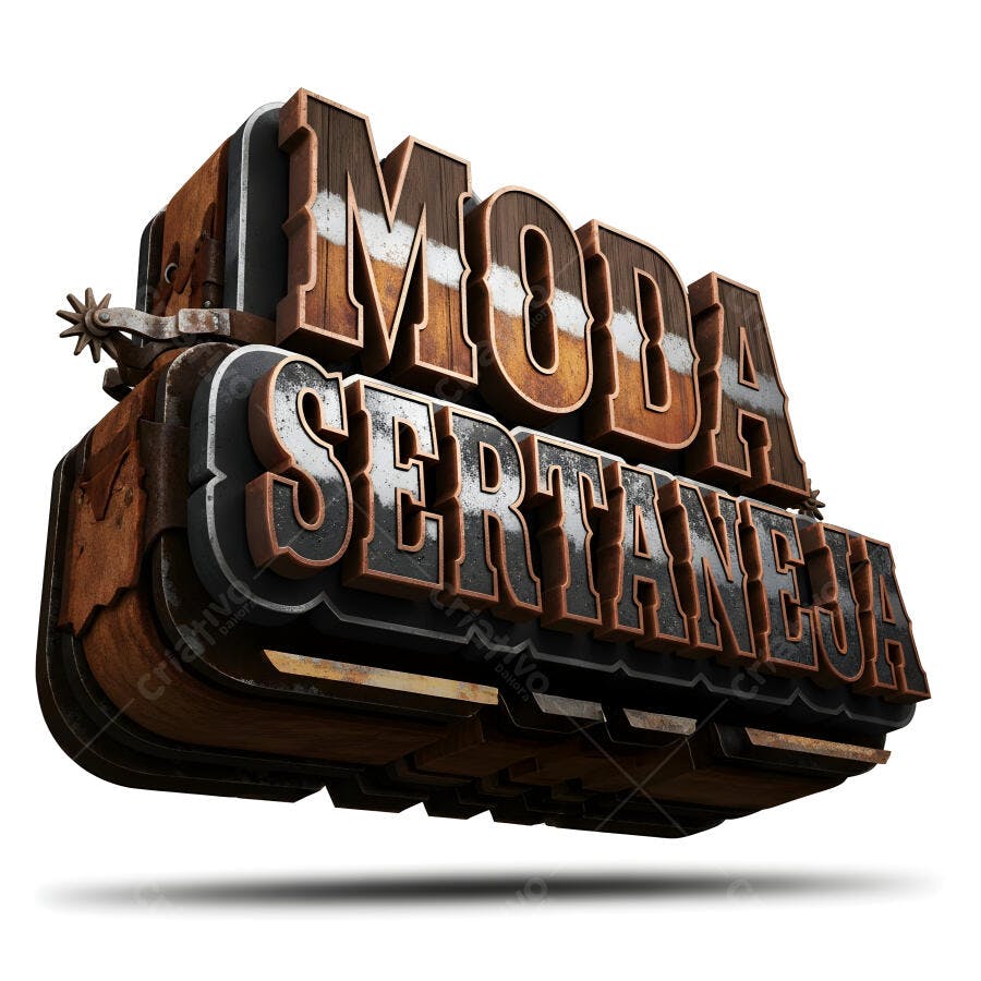 Logo 3D Moda Sertaneja Estilo Rústico Country