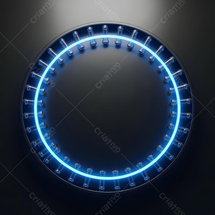 Foto Abstrata Círculo Neon Azul Escuro Tecnologia Fundo