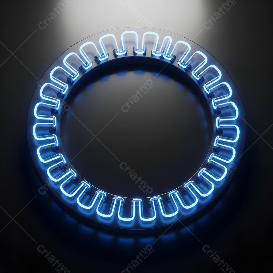 Foto Fundo Abstrato Círculo Neon Azul Escuro
