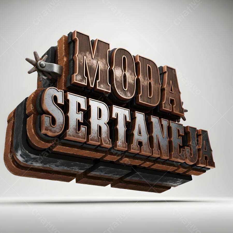 Logo 3D Moda Sertaneja Estilo Rústico Espora Cowboy