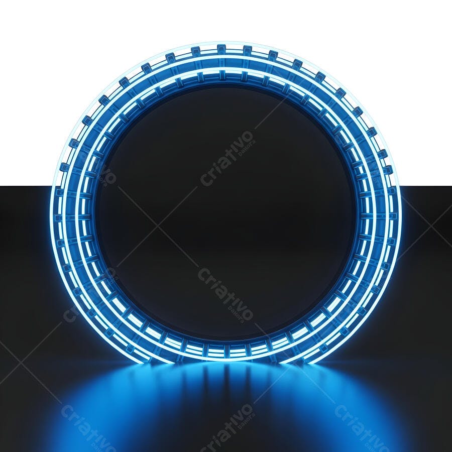 Círculo Neon Azul Tecnologia Futurista Fundo Escuro