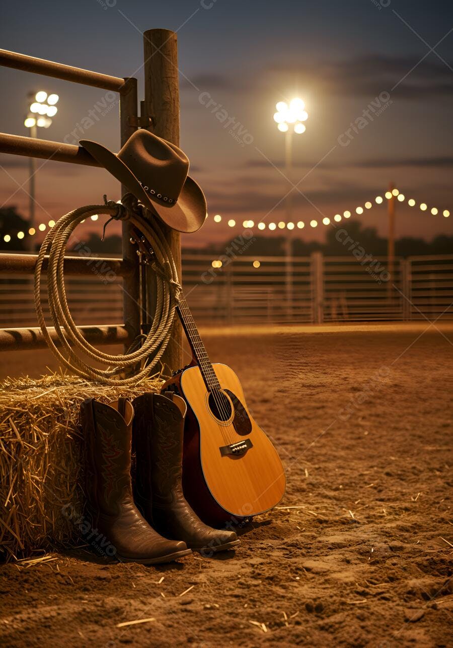 Foto Chapéu Bota Viola Rodeio Festa Junina Noite