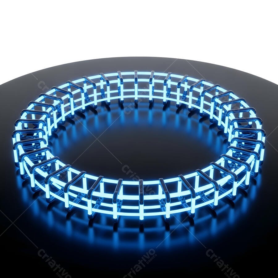 Foto Anel Neon Azul Brilhante Fundo Escuro Abstrato