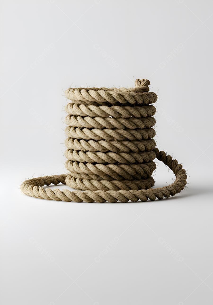 Foto Rolo de Corda de Sisal Fundo Branco Estúdio