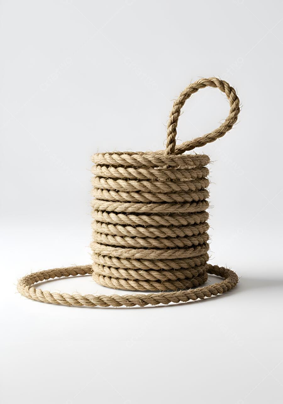 Corda de Sisal Enrolada Fundo Branco Minimalista