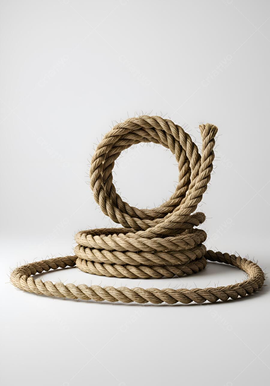 Foto Corda de Sisal Enrolada Fundo Branco Estúdio